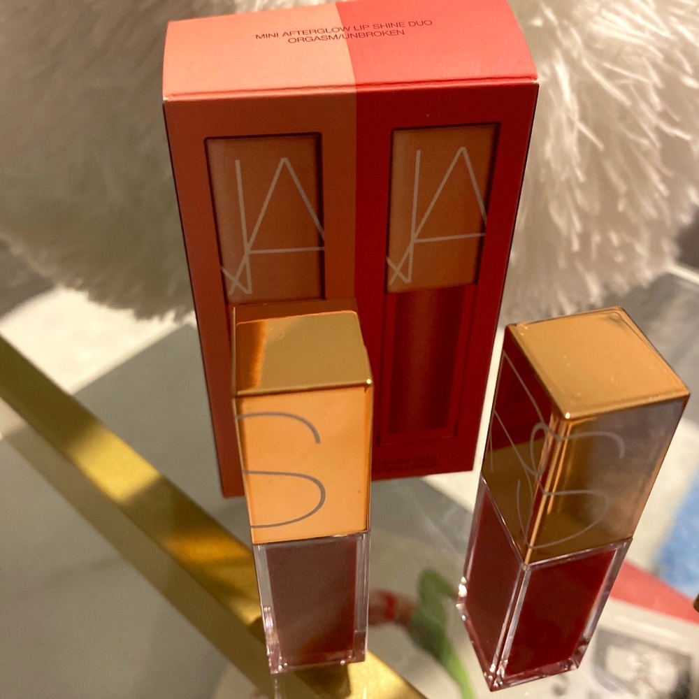 Orgasm Unbroken Afterglow Lip Shine Duo by NARS Mini 2 Set Travel Limited Gloss
